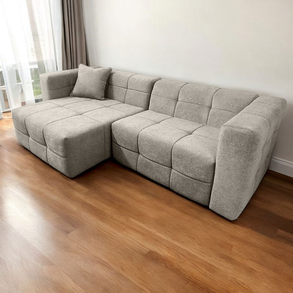 Sofá Colorado Living com Chaise Esquerdo em Boucle Cinza 2,44m - Imagem 3