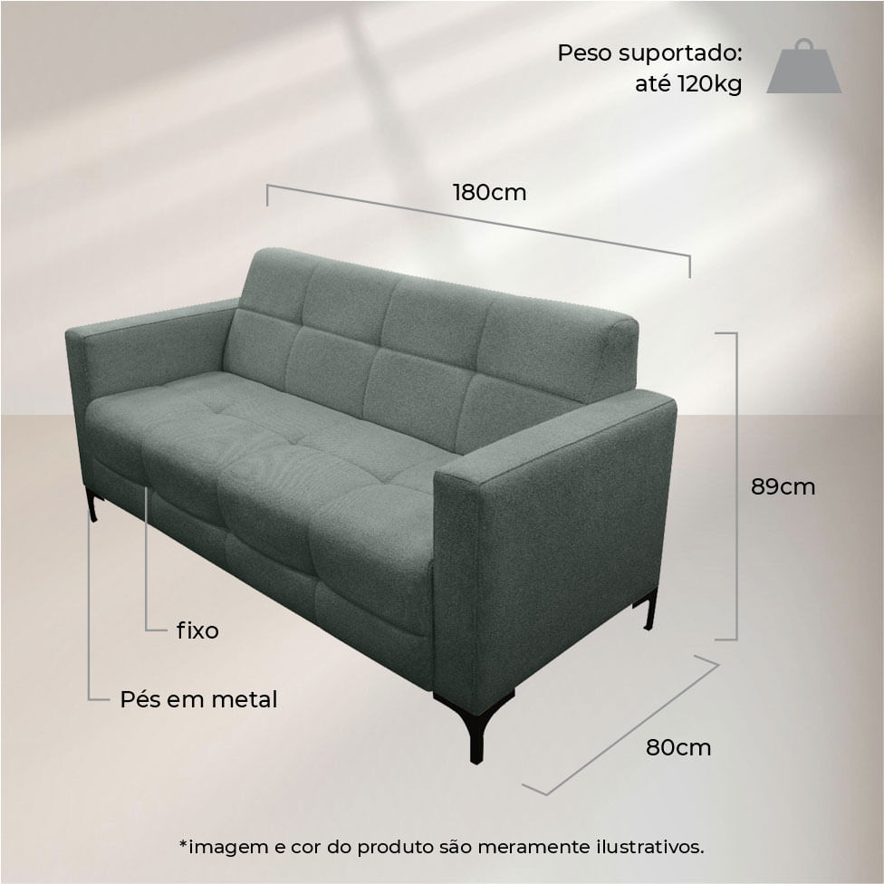 Sofá Hamilton Living em Boucle Verde 1,80m - Imagem 7