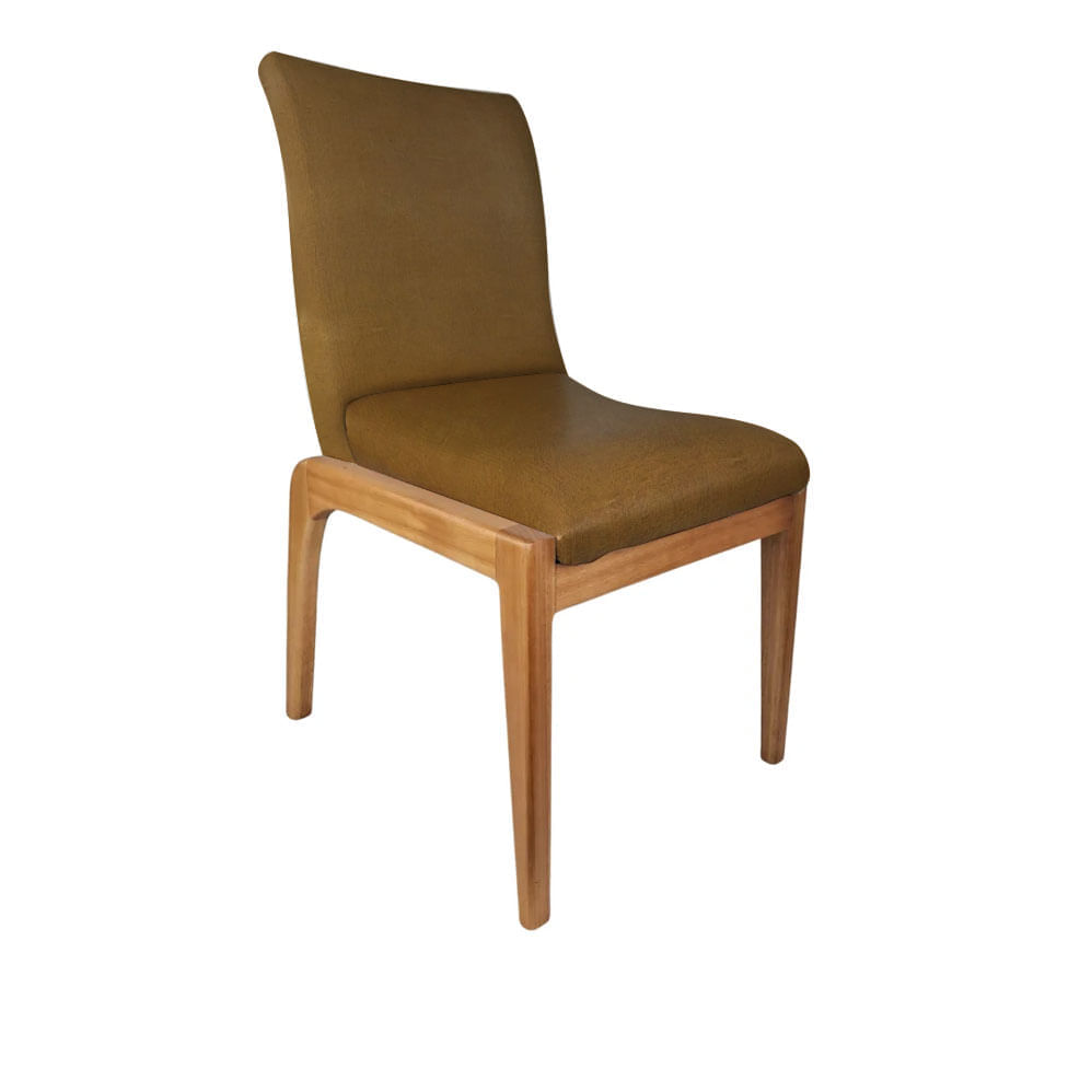 Cadeira Delta em Corino Marrim Base Castanho