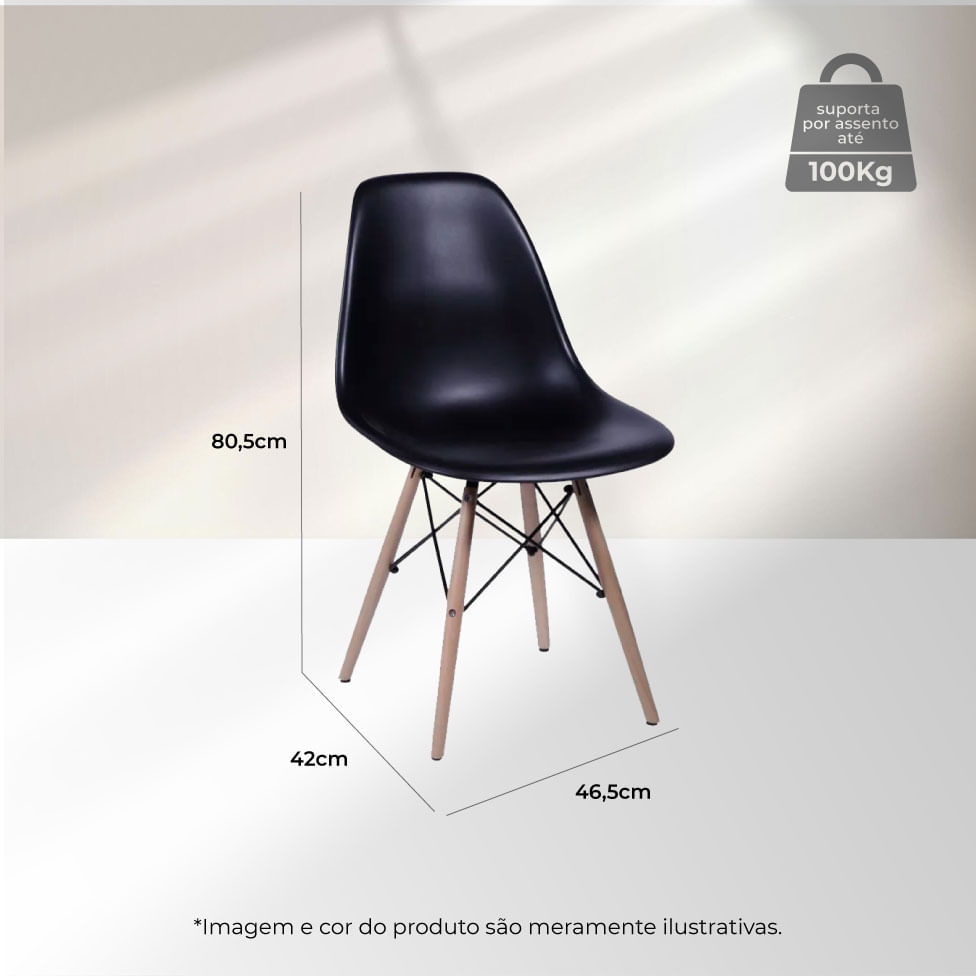 Cadeira Eiffel Eames com Base em Madeira Preta - Imagem 5