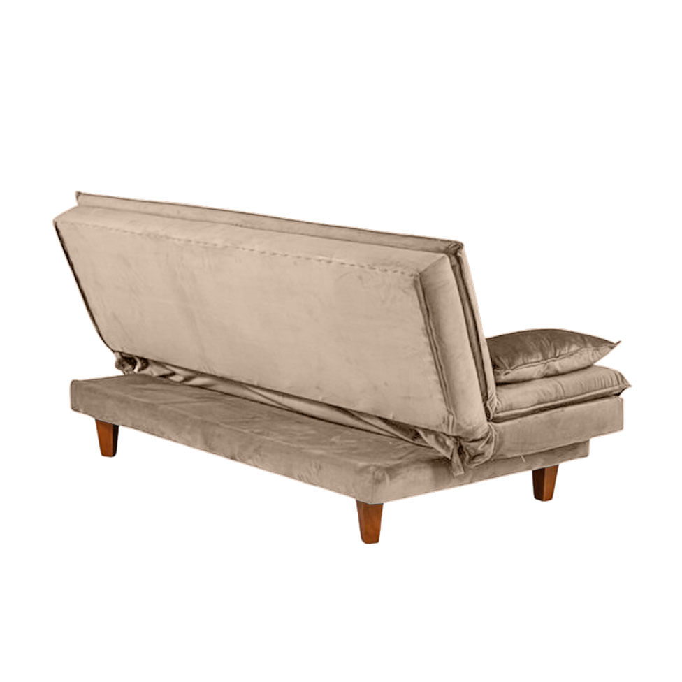 Sofá Cama Mooca em Veludo Bege 1,95m - Imagem 3