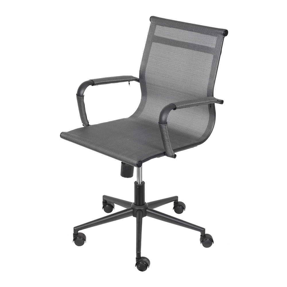 Cadeira Office Tela Baixa Cinza com Base Rodizio