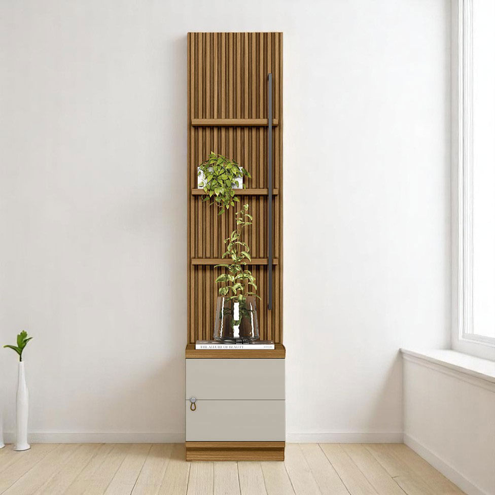 Estante Modular Ouro Preto 1 Porta e 3 Prateleiras Nature e Off White - Imagem 4