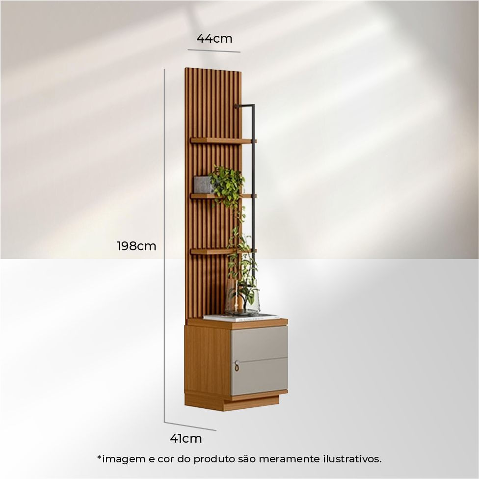 Estante Modular Ouro Preto 1 Porta e 3 Prateleiras Nature e Off White - Imagem 5