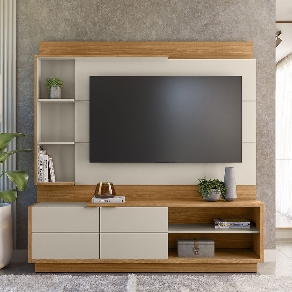 Estante Home Atlanta para TV até 60" Nature e Off White - Imagem 4