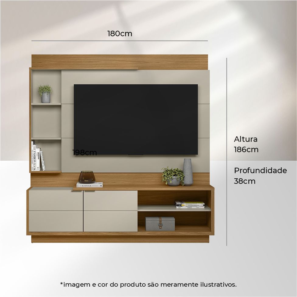 Estante Home Atlanta para TV até 60" Nature e Off White - Imagem 5