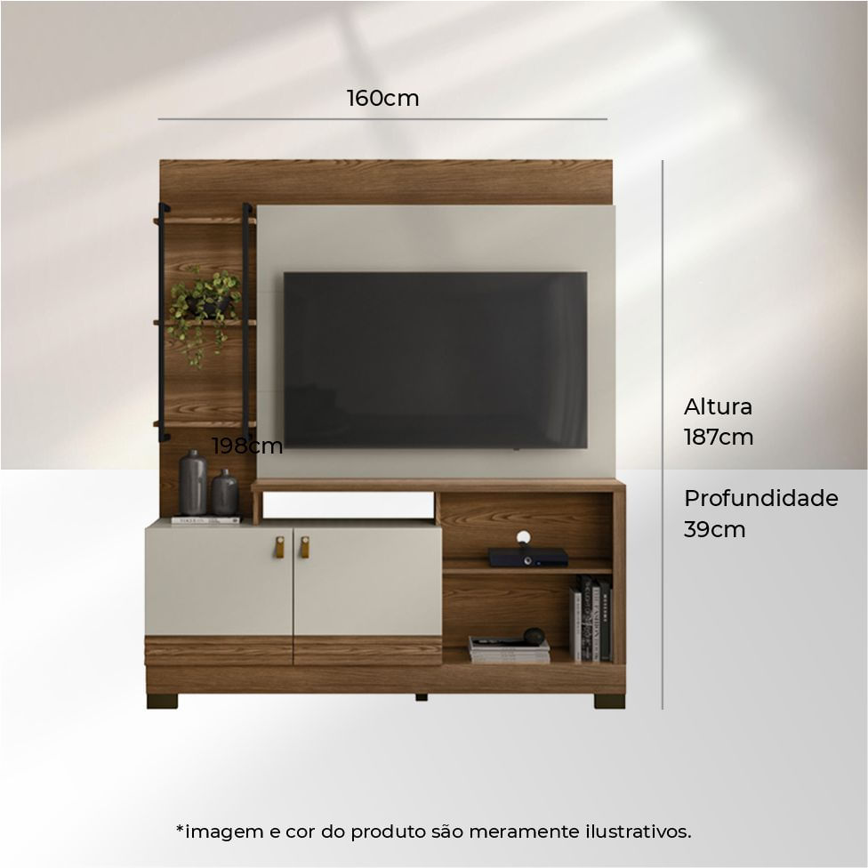 Estante Home Alagoas para TV até 50" Freijó e Off White - Imagem 4