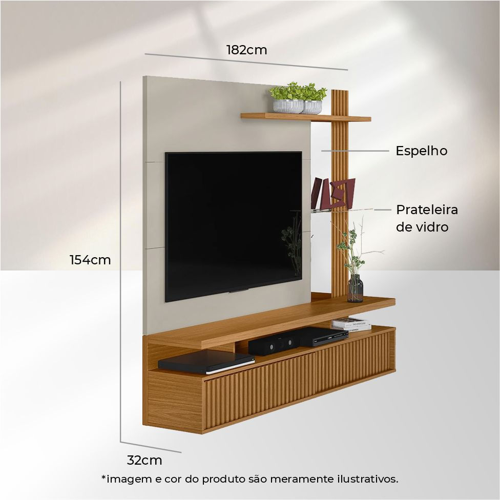 Painel Home Maragogi com 2 Porta Nature e Off White - Imagem 6