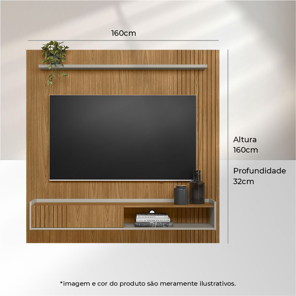 Painel Home Dublin com 1 Porta para TV 65" Nature e Off White - Imagem 3