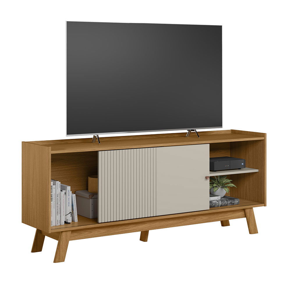 Rack Aurum para TV 65" com 1 Porta Nature e Off White
