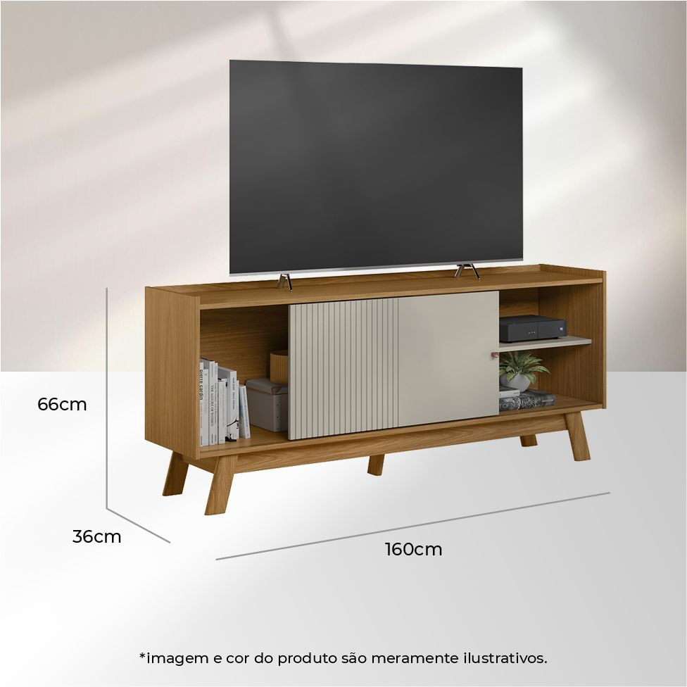 Rack Aurum para TV 65" com 1 Porta Nature e Off White - Imagem 4