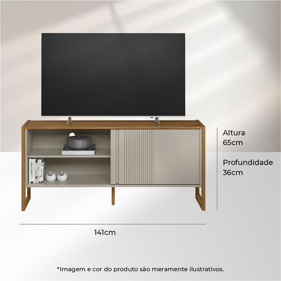 Rack Gold para TV 55" com 1 Portas Nature e Off White - Imagem 4