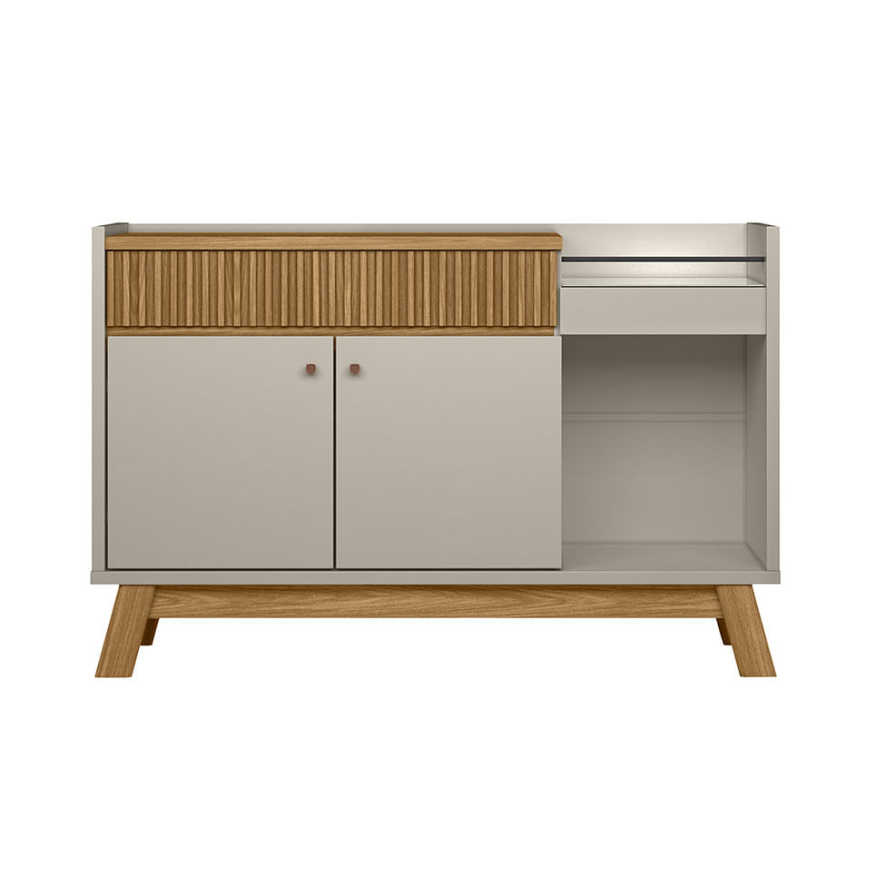 Buffet Balcão Lucca com 2 Portas e 1 Gaveta Nature e Off White 1,33m