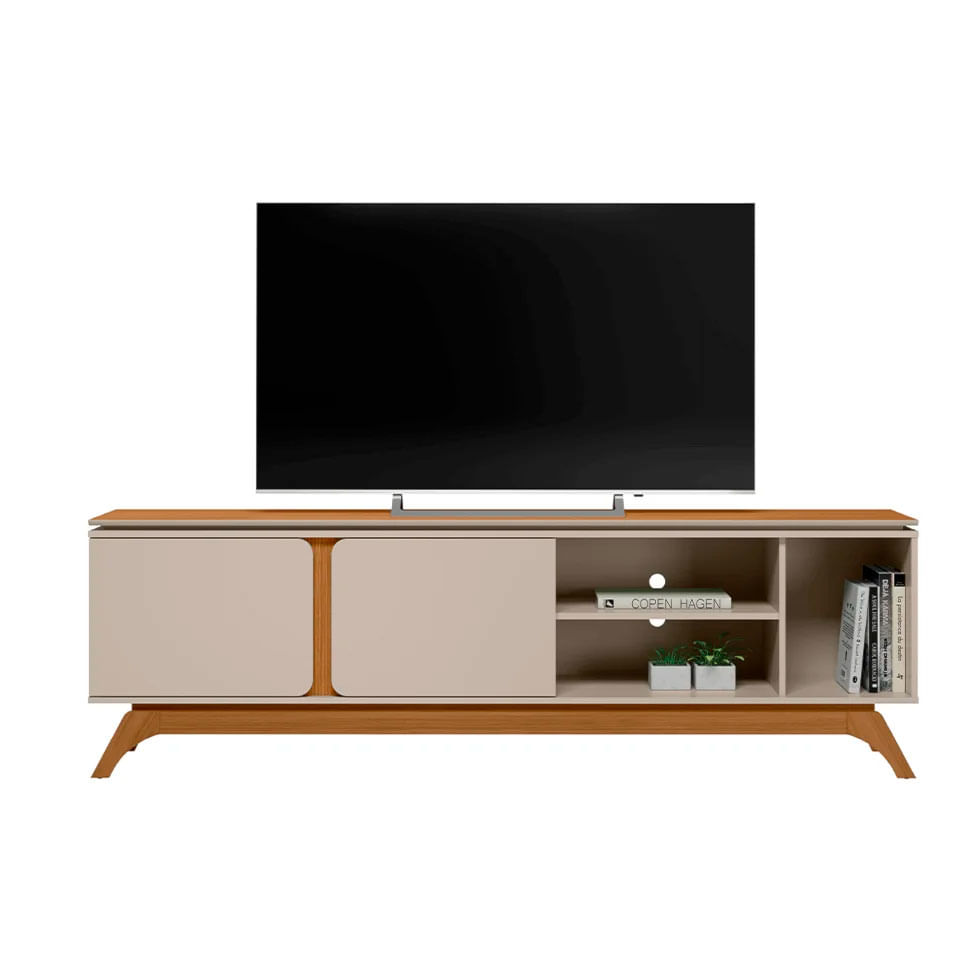 Rack Istambull para TV 70" com 2 Portas Nature e Off White