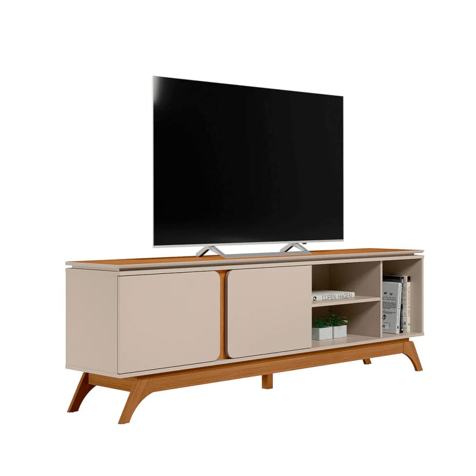Rack Istambull para TV 70" com 2 Portas Nature e Off White - Imagem 2