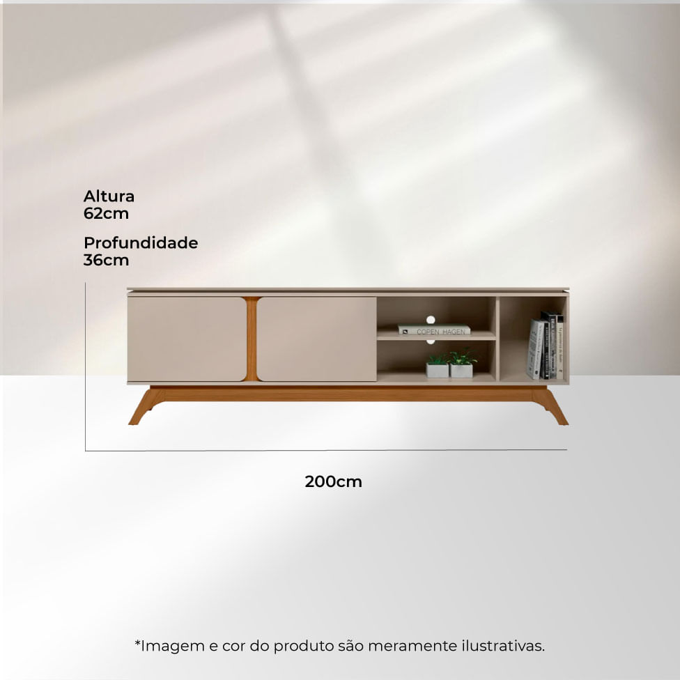 Rack Istambull para TV 70" com 2 Portas Nature e Off White - Imagem 4