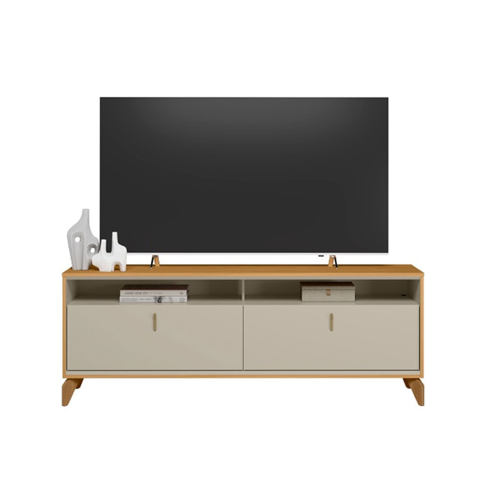 Rack Dubai para TV 60" com 2 Portas Nature e Off White 1,60m