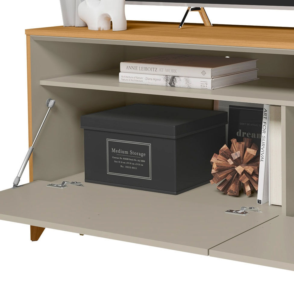 Rack Dubai para TV 60" com 2 Portas Nature e Off White 1,60m - Imagem 4