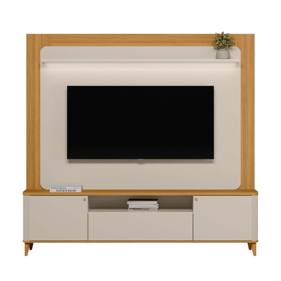 Estante Home Munique para TV até 70" com LED Tauari e Off White