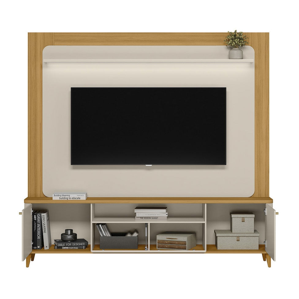 Estante Home Munique para TV até 70" com LED Tauari e Off White - Imagem 2