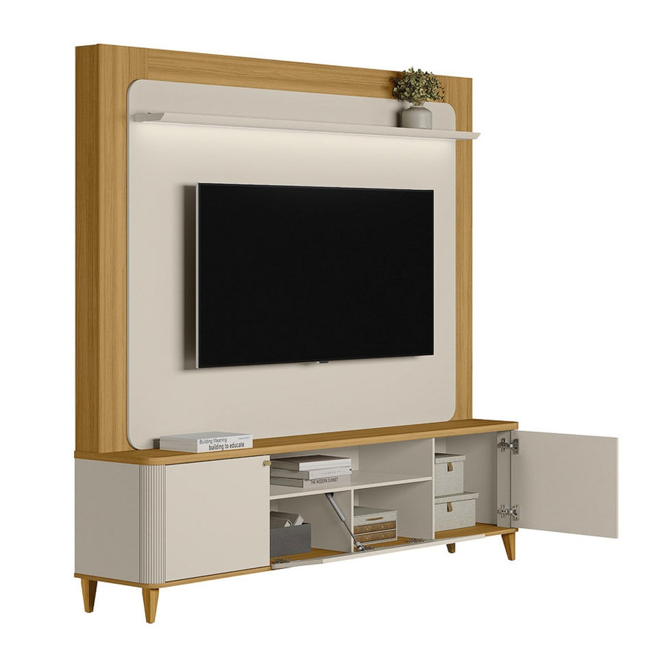 Estante Home Munique para TV até 70" com LED Tauari e Off White - Imagem 3