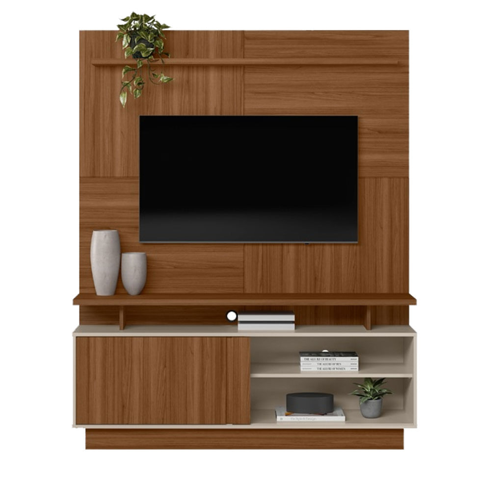 Estante Home Viena para TV até 60" Jatobá e Off White