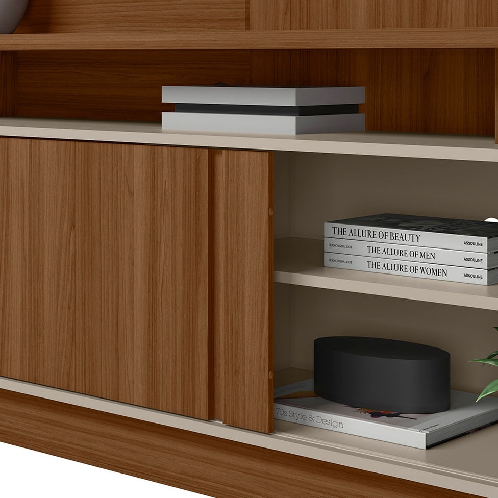 Estante Home Viena para TV até 60" Jatobá e Off White - Imagem 2