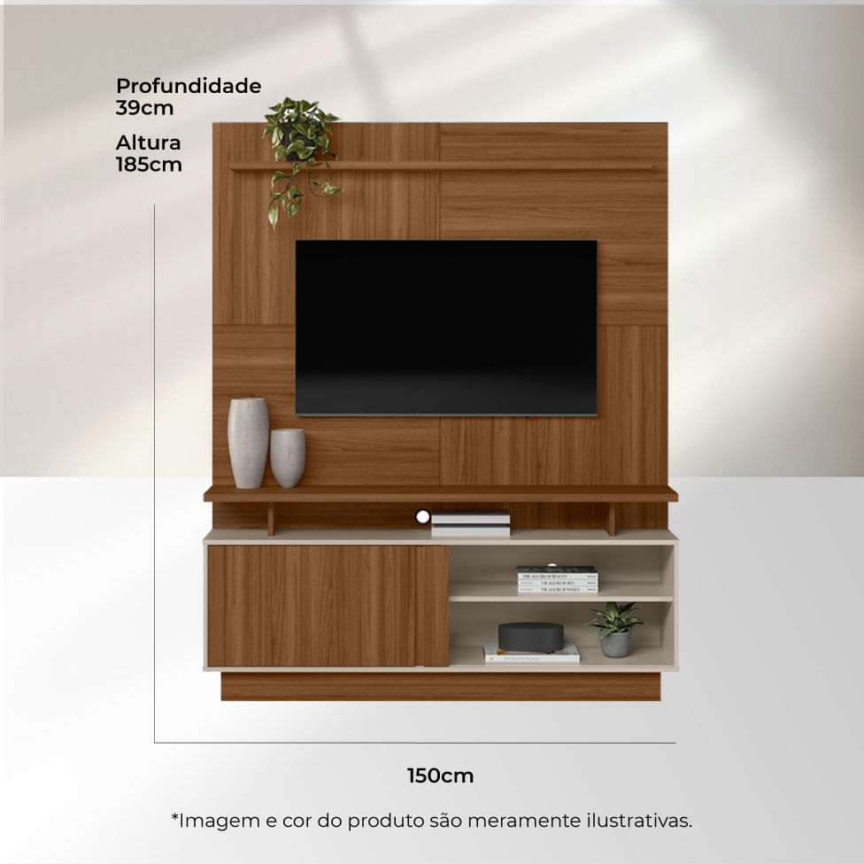 Estante Home Viena para TV até 60" Jatobá e Off White - Imagem 5