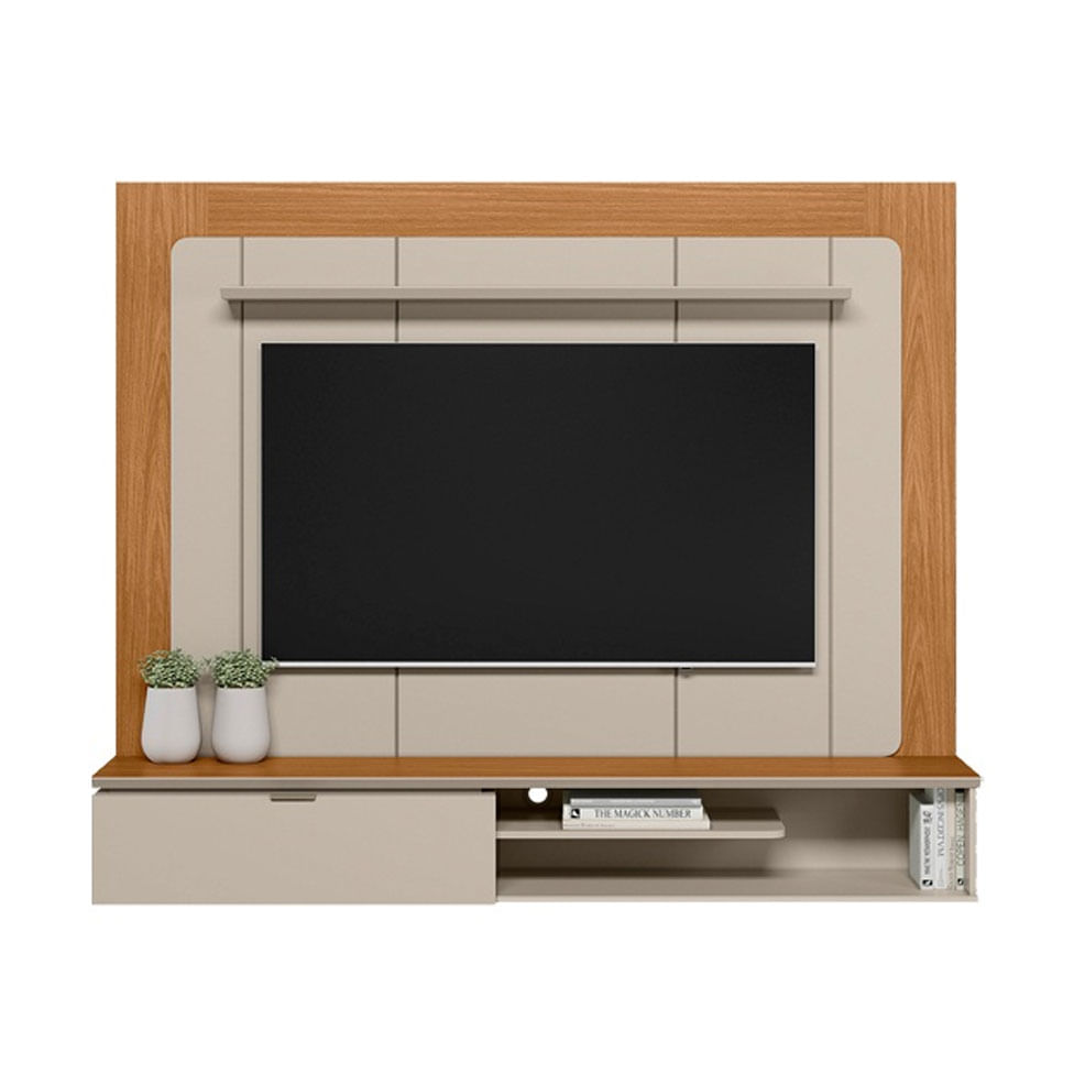 Painel Home Lugano com 1 Porta Nature e Off White