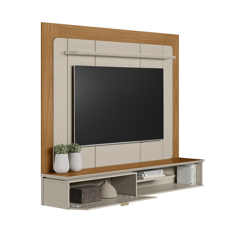 Painel Home Lugano com 1 Porta Nature e Off White - Imagem 3