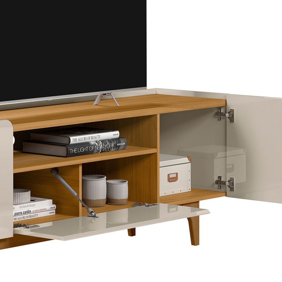Rack Orlando para TV 75" com 3 Portas Tauari e Off White - Imagem 4