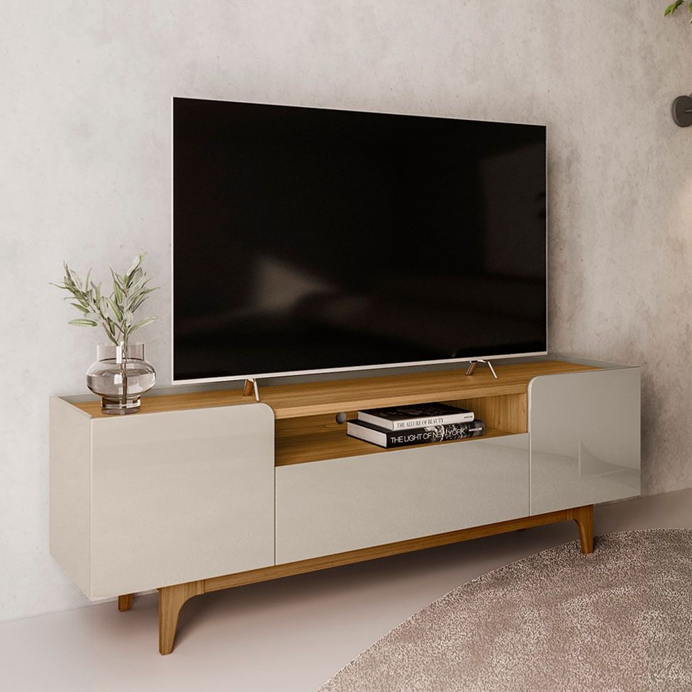 Rack Orlando para TV 75" com 3 Portas Tauari e Off White - Imagem 5