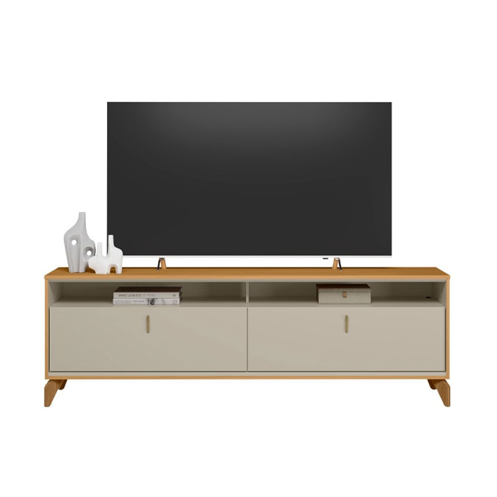 Rack Dubai para TV 70" com 2 Portas Nature e Off White 1,82m