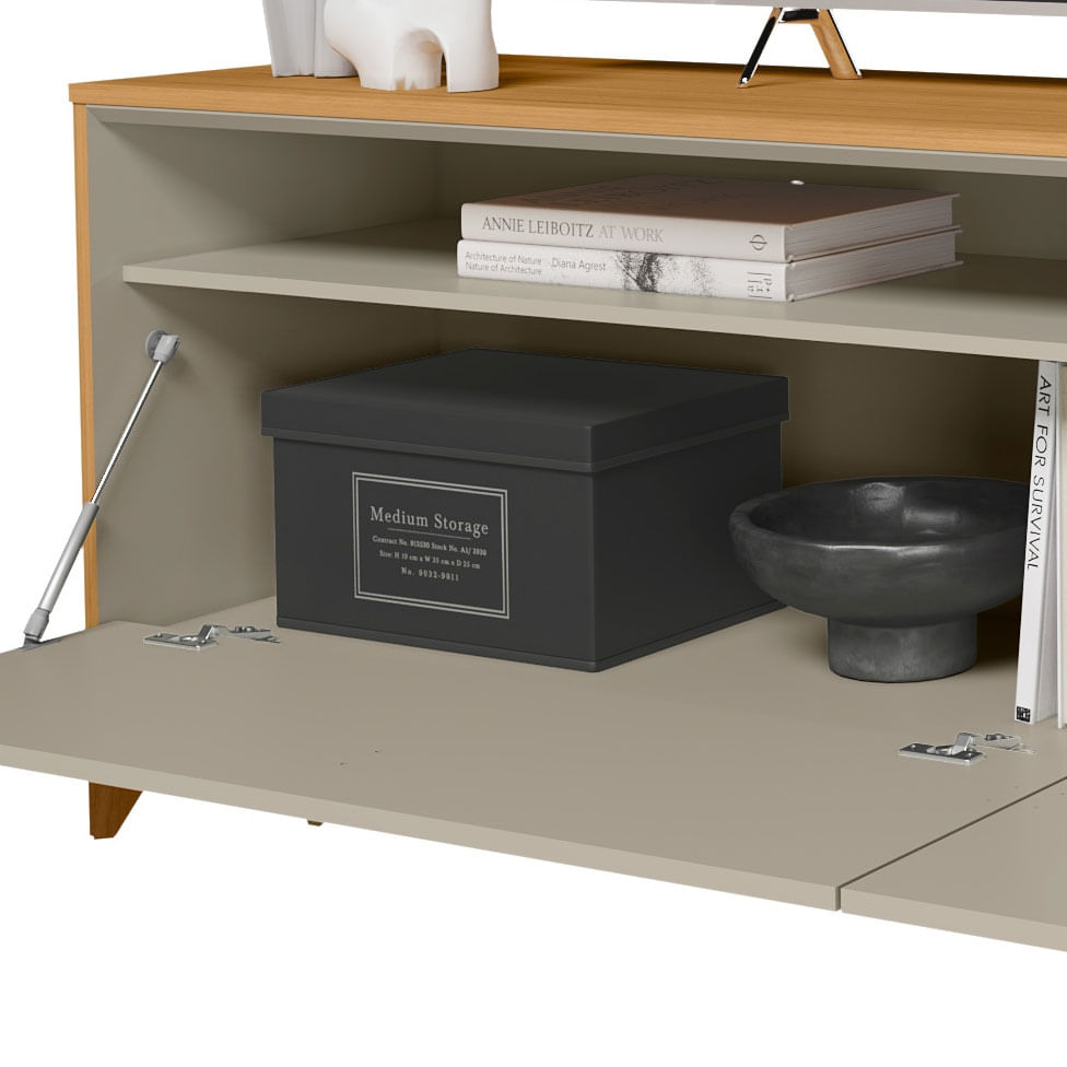 Rack Dubai para TV 70" com 2 Portas Nature e Off White 1,82m - Imagem 4