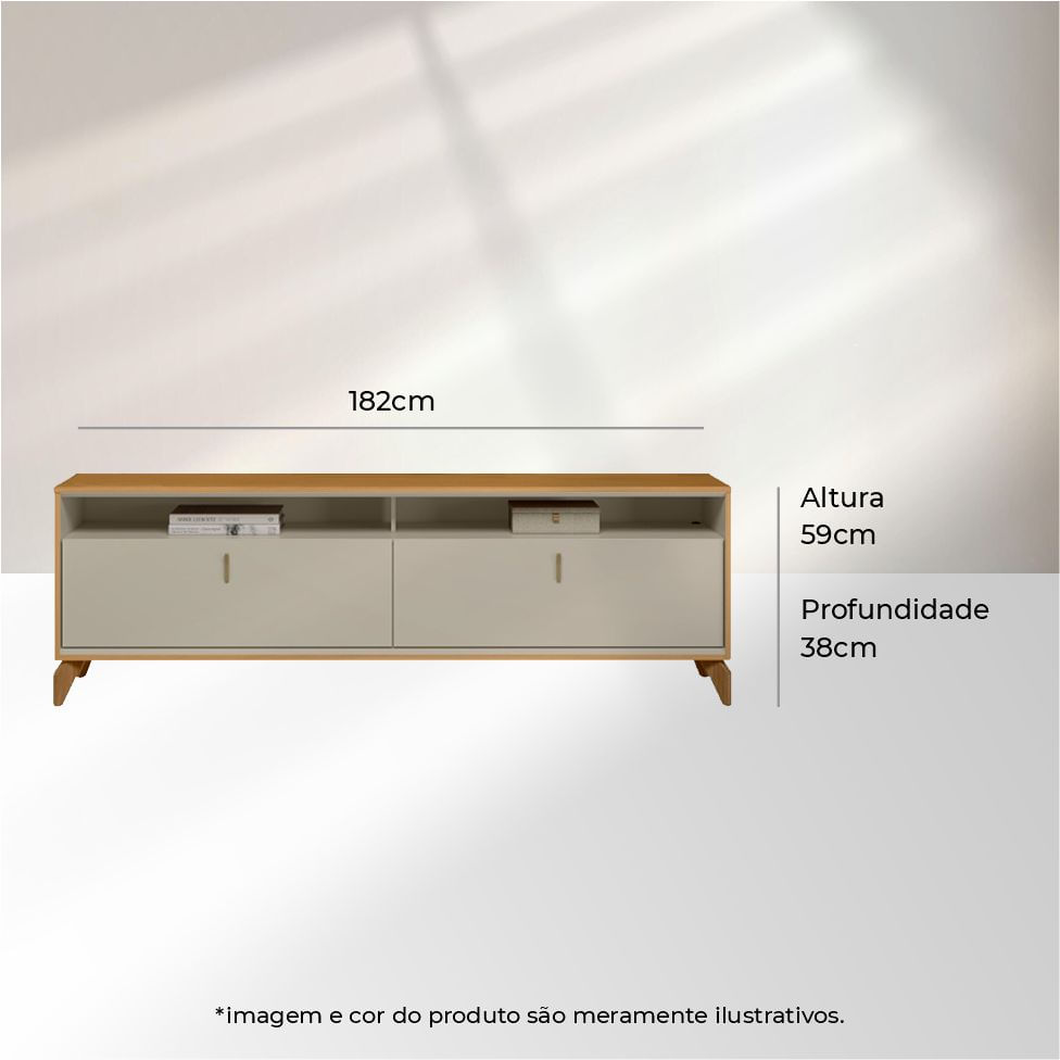 Rack Dubai para TV 70" com 2 Portas Nature e Off White 1,82m - Imagem 6