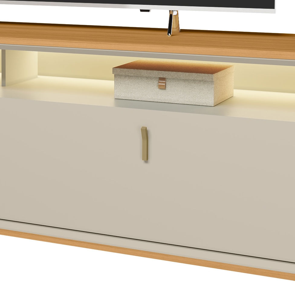 Rack Dubai para TV 70" com 2 Portas e Iluminação de LED Nature e Off White 1,82m - Imagem 2