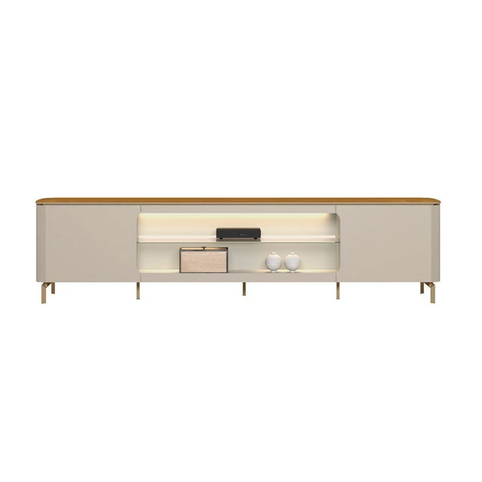 Rack Santorini para TV 85" com 2 Portas e Iluminação de LED Tauari e Off White