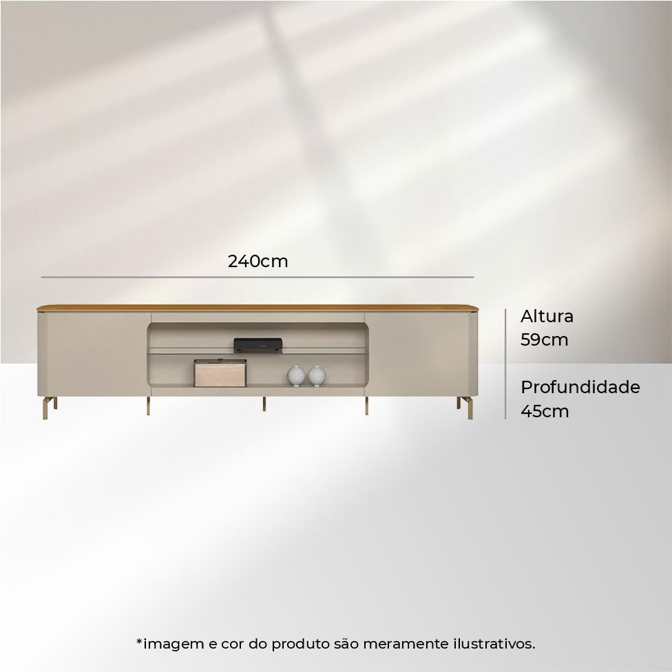 Rack Santorini para TV 85" com 2 Portas Tauari e Off White - Imagem 3