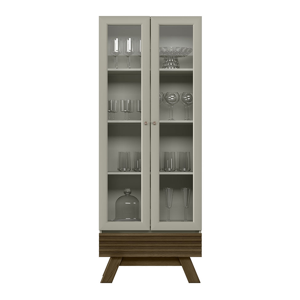 Cristaleira Marsala com 2 Portas e 3 Prateleiras Freijó e Off White