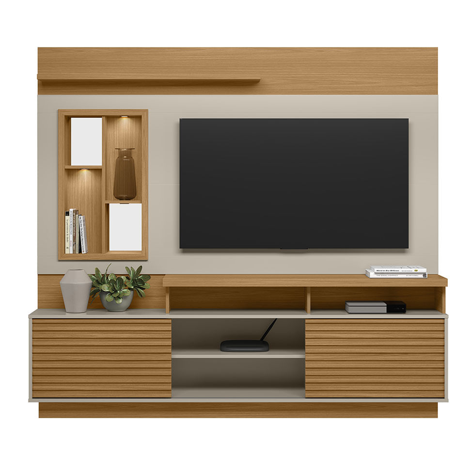 Estante Home Eldorado para TV até 60" Nature e Off White