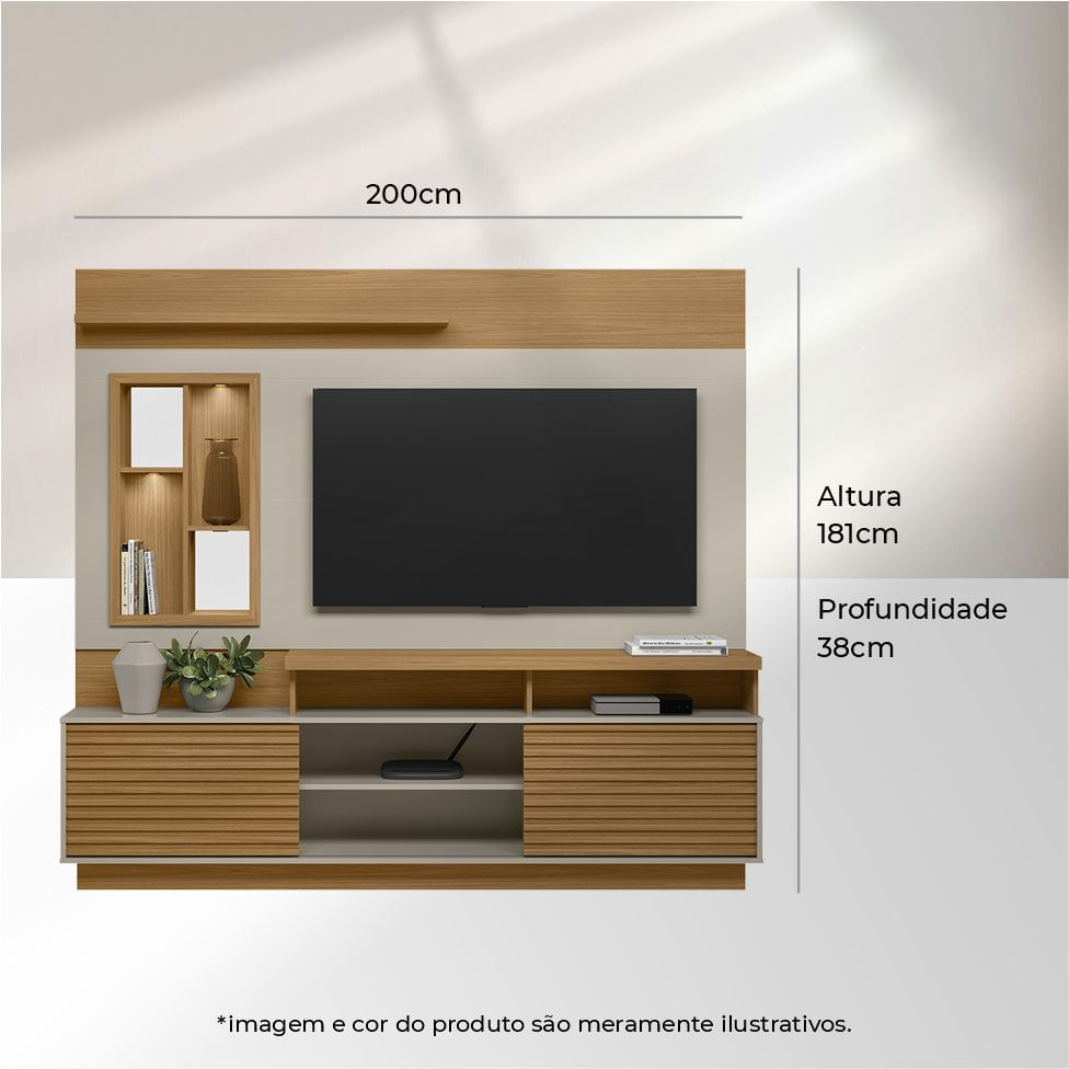 Estante Home Eldorado para TV até 60" Nature e Off White - Imagem 5
