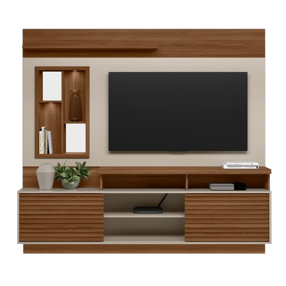 Estante Home Eldorado para TV até 60" Jatobá e Off White