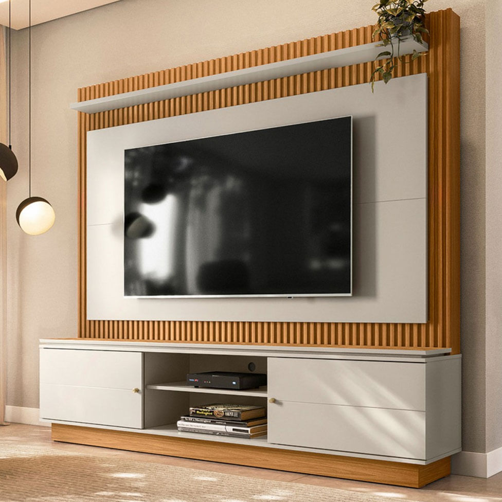 Estante Home Guararapes para TV até 75" Nature e Off White - Imagem 4