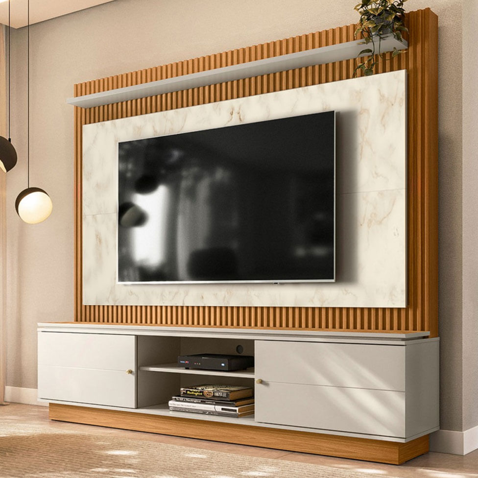 Estante Home Guararapes para TV até 75" Nature e Petra - Imagem 4