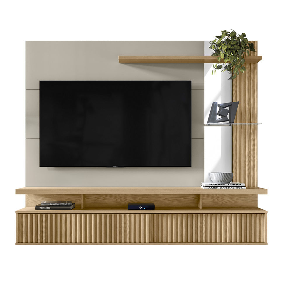 Painel Home Maragogi com 2 Porta Carvalho e Off White