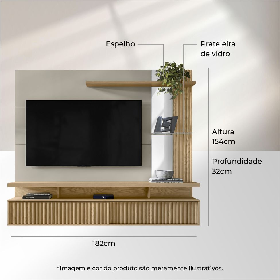 Painel Home Maragogi com 2 Porta Carvalho e Off White - Imagem 4