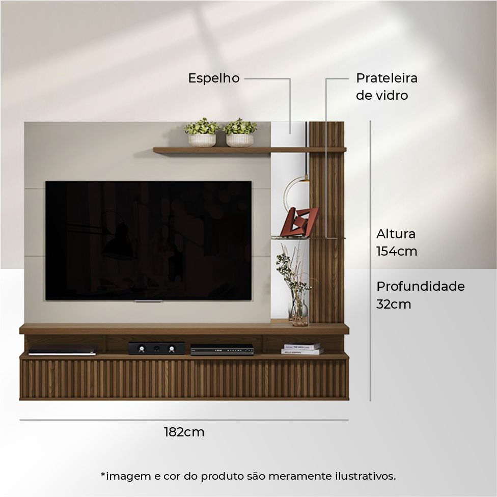 Painel Home Maragogi com 2 Porta Freijó e Off White - Imagem 4