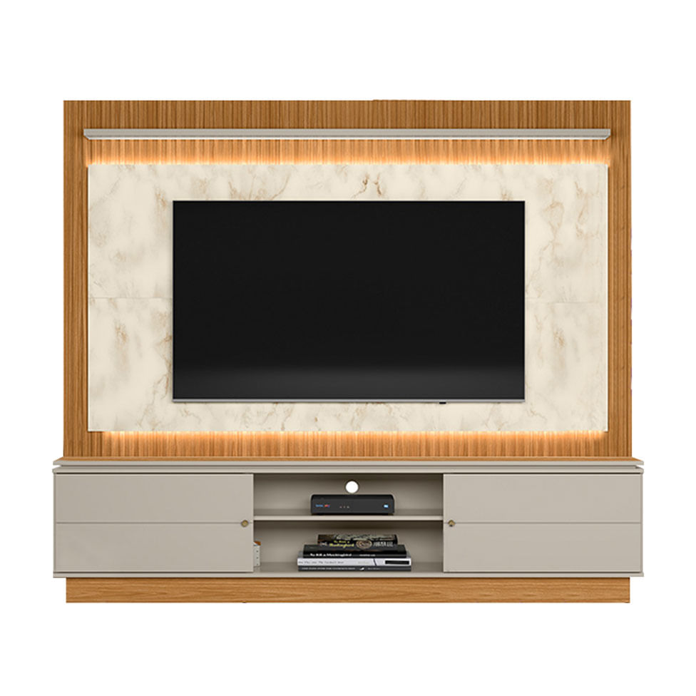 Estante Home Guararapes para TV até 75" com LED Nature e Petra
