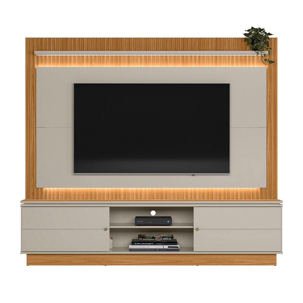 Estante Home Guararapes para TV até 75" com LED Nature e Off White