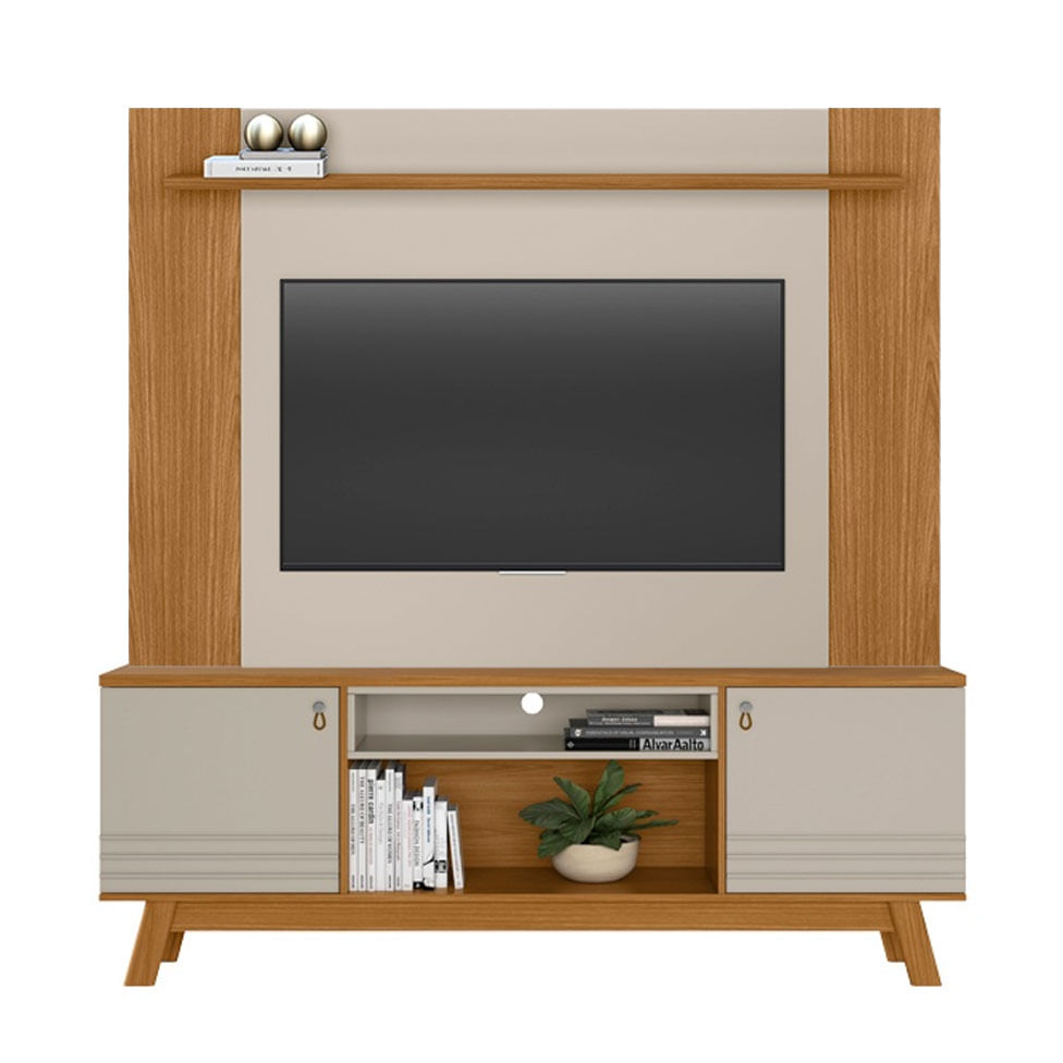 Rack Colorado com Painel Tulum para TV até 75" 2 Portas Nature e Off White
